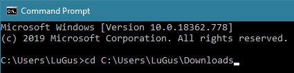 CD command to change directory to installer path